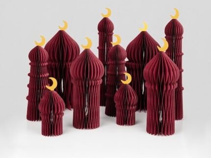 Burgundy Paper Minarets – Set of 10